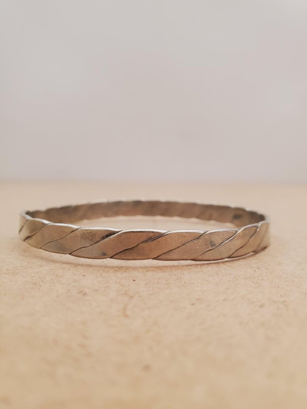 Vintage Silver 925 Bangle Bracelet Eternity Setting Etched Scrolled Design Art